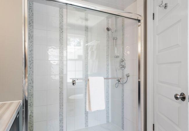 Shower with glass doors